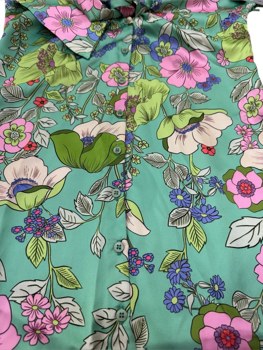 NWT Zara Satin Floral Tie Front Mini Dress Green Size M - Picture 5 of 14